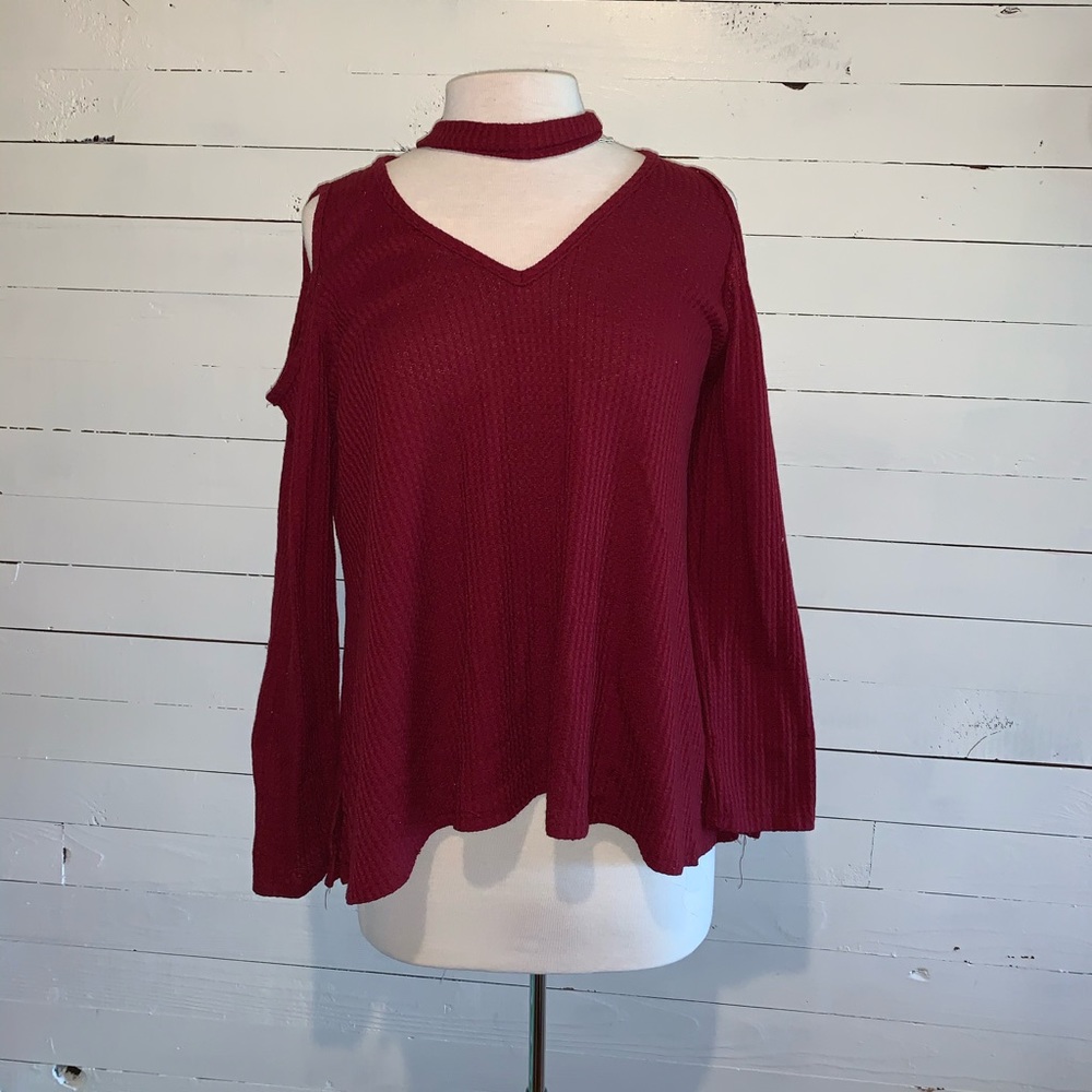Maroon Waffle Knit Long Sleeve! Super cute!